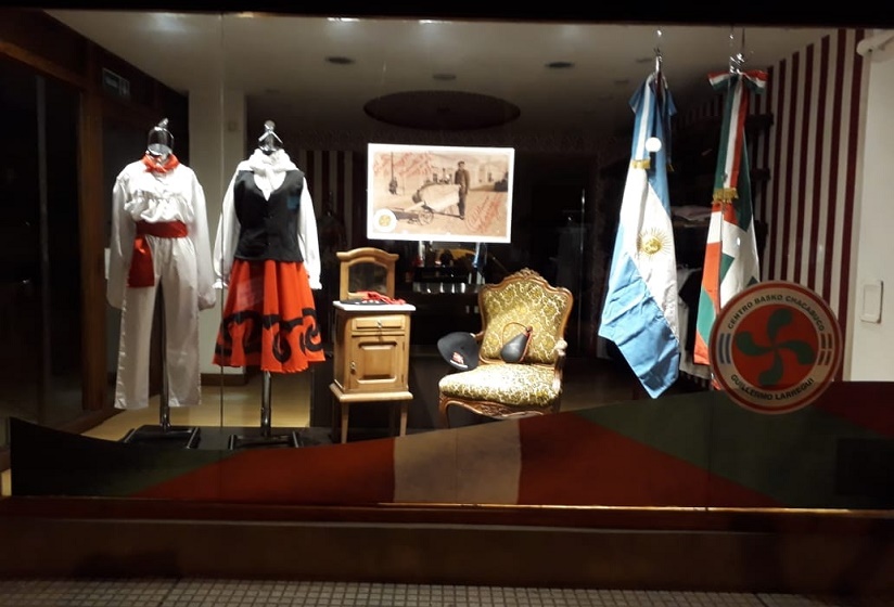 Basque display window during Peace and Community Week in Chacabuco