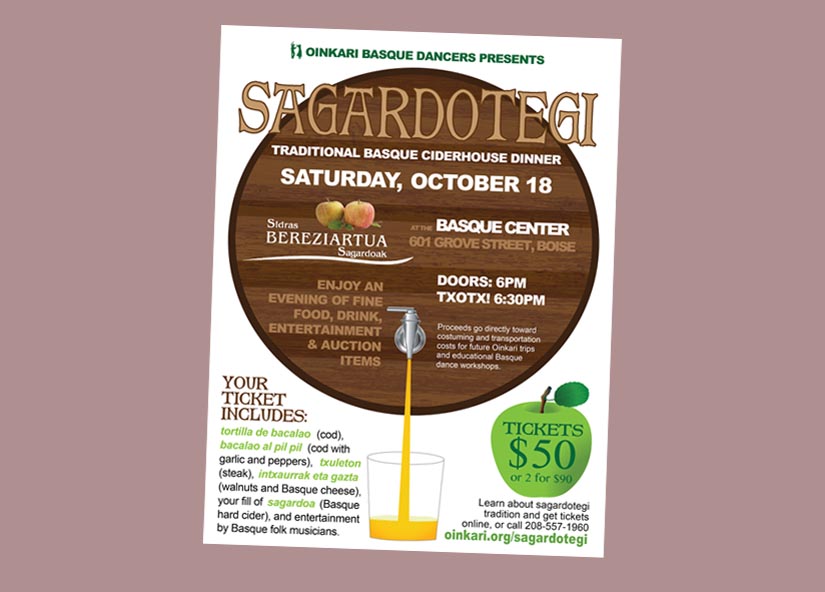 2014's one will be the 3rd Sagardotegi or ciderhouse edition organized by Oinkari in Boise as a fundraiser for its activities