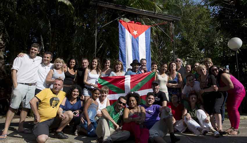 Group participating in an Aberri Eguna celebration in Havana