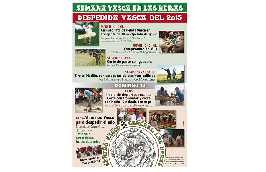 Invitation to Semana Vasca organized by the Zazpirak Bat Basque club in Gral. Las Heras