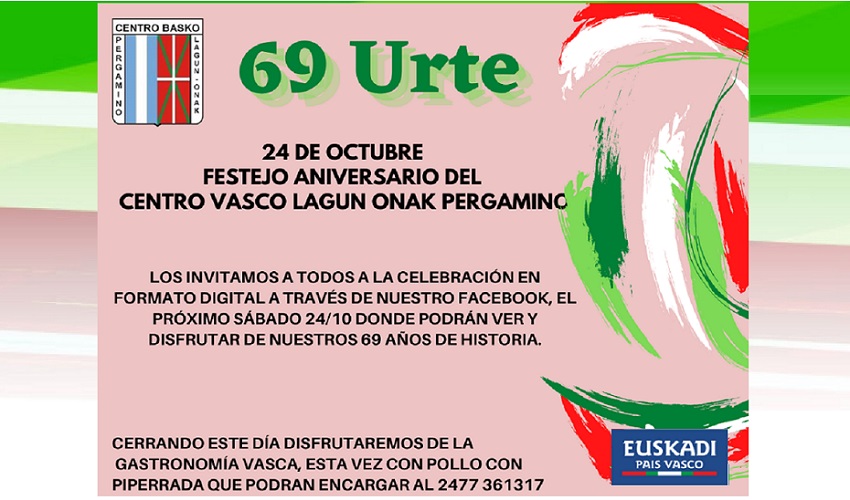 The Lagun Onak Basque Club in Pergamino celebrates its 69h anniversary