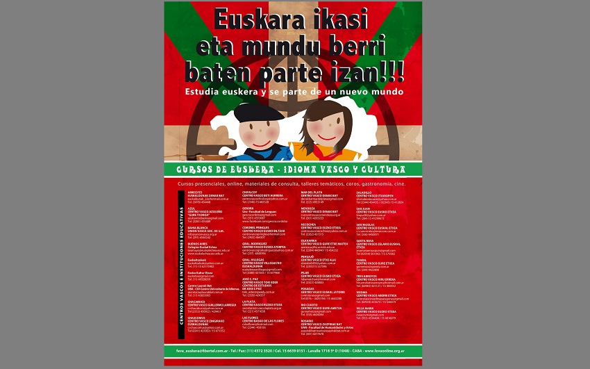 Basque class promotional poster for 2015 by Dolores Guerrico from Euskaltzaleak