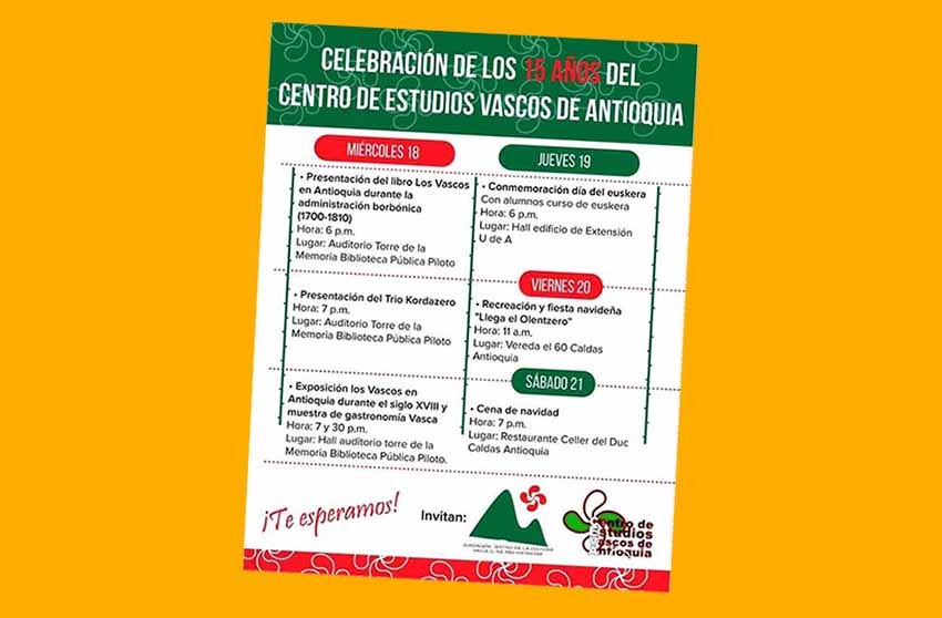 El Centro de Estudios Vascos de Antioquia festeja 15 años