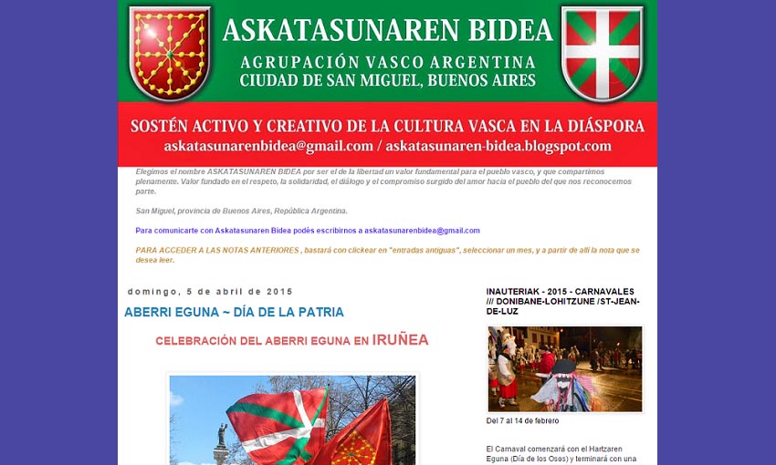 Askatasunaren Bidea elkartearen blogaren azala