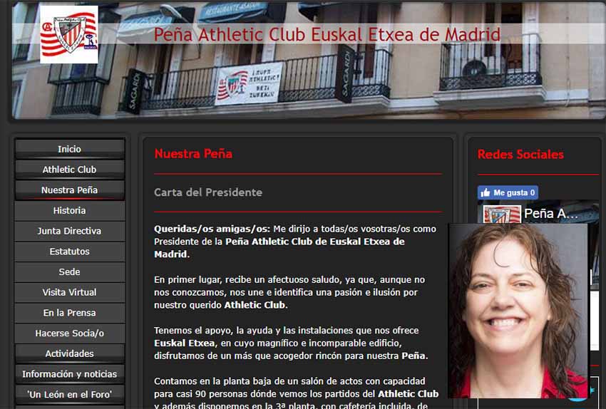 Athletic-en Madrilgo Euskal Etxeko Peñaren webgunea eta Alejandra Herranz blogger kazetari athleticzalea