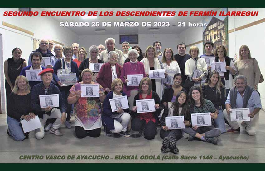 Fotografía del primer encuentro de los descendientes de Fermín Ilarregui y Pascuala Zudaire, realizado el 9 de marzo de 2022, con la que convocan al segundo encuentro a realizarse el próximo 25 de marzo en Ayacucho. 