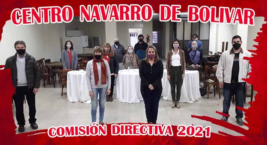 El nuevo equipo directivo del Centro Navarro de Bolívar con su presidenta Mariana Sardón al frente