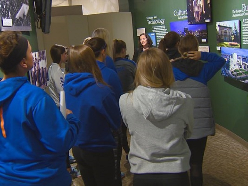 BSU's women's soccer team at the Boise Basque Museum and Cultural Center (photoAdam Worthington/KTVB)