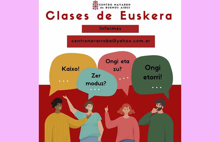 Este sábado 5 de agosto el Centro Navarro de Buenos Aires comenzará a dictar clases presenciales de euskera en su sede social