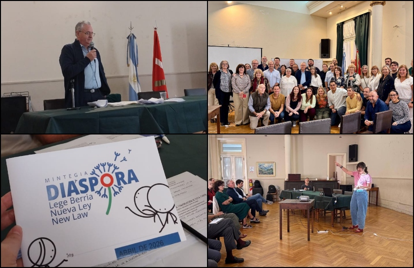 Carlos Miguelena, FEVAko lehendakari berria. Euskal Etxeetako ordezkariak FEVA Batzarrean Buenos Airesen. Euskal Diasporarekiko Harremanen Lege proiektuari buruzko tailerra, Ziortza Olano hizlari