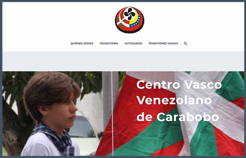 Aspecto de la renovada página web de Eusko Etxea de Carabobo, en Venezuela