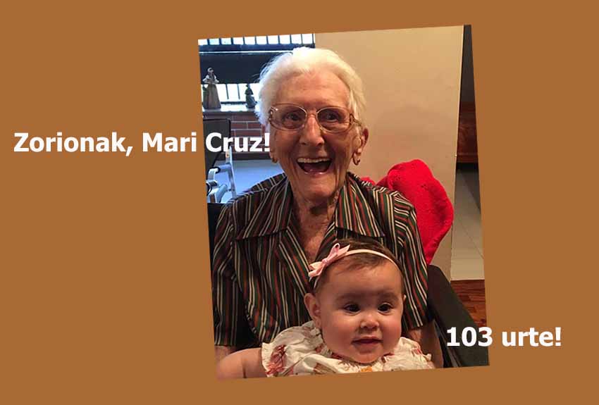 103 urte bete ditu irailaren 14an Mari Cruz Diez Lazcanok (mila esker Jazoerari lankidetzagatik)