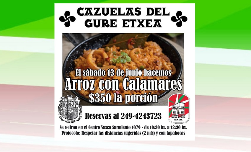 Gure Etxea in Tandil organizes a calamari paella sale on June 13th