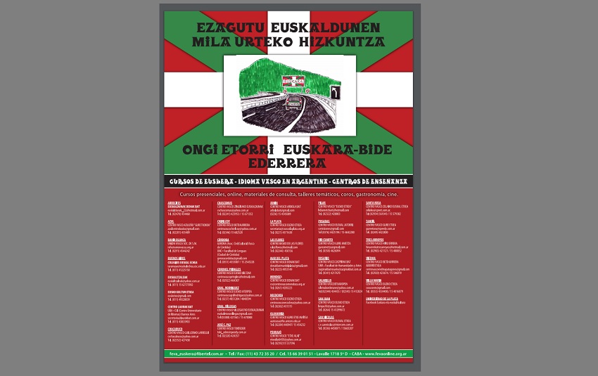 The winning poster of the contest held at Semana Vasca 2015 to promote the 2016 Basque classes