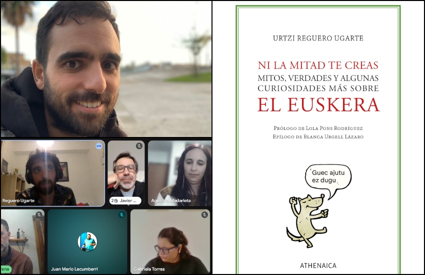 Urtzi Reguero Ugarte, autor de “Ni la mitad te creas. Mitos, verdades y algunas curiosidades más sobre el euskera”, en el primer encuentro virtual de 2026 organizado por Gerora, que convocó a medio centenar de participantes 