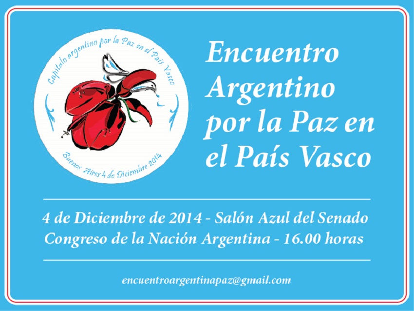 Invitación a participar del Encuentro Argentina por la Paz en el País Vasco en el Senado argentino