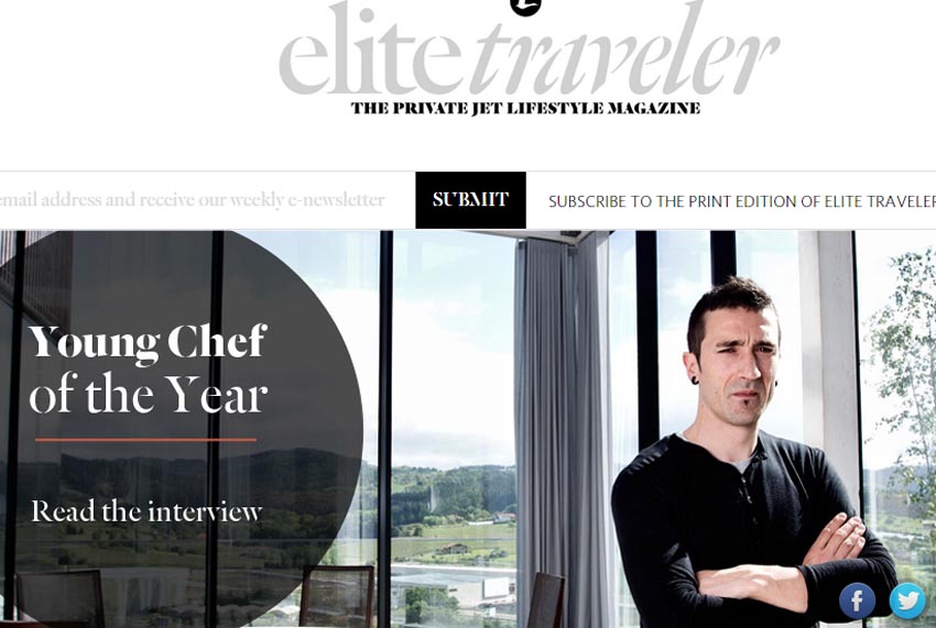 Eneko Atxa, chef at Azurmendi in Larrabetzu (Bizkaia), chosen as the 2015 best young chef in the world by Elite Traveler magazine.