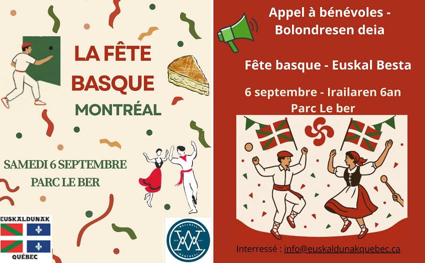 La Euskal Besta de Quebec, cada año toda una fiesta vasca alegre y participativa, será este año el 6 de septiembre