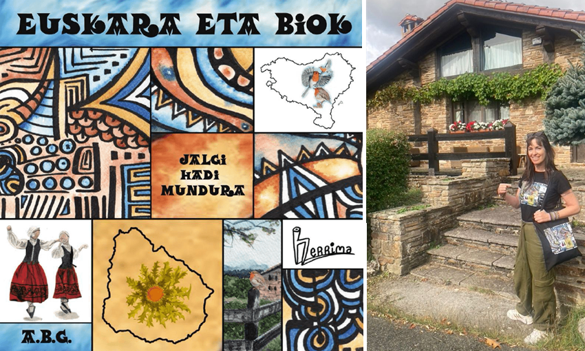 'Euskara eta Biok' liburuaren lehenengo aurkezpena Baionan egingo da azaroaren 21ean. Ezkerrean, azala, eskuinean, Andrea Bella