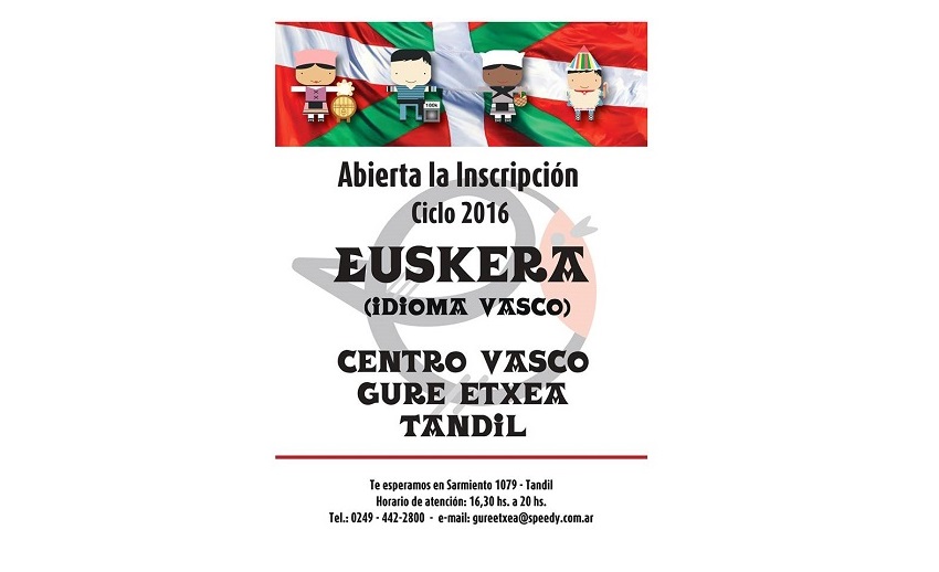 Tandilgo Euskal Etxearen euskara eskolen iragarkia