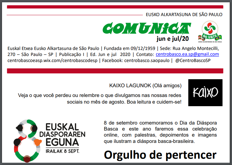'Eusko Alkartasuna Comunica' buletin digitalaren azala