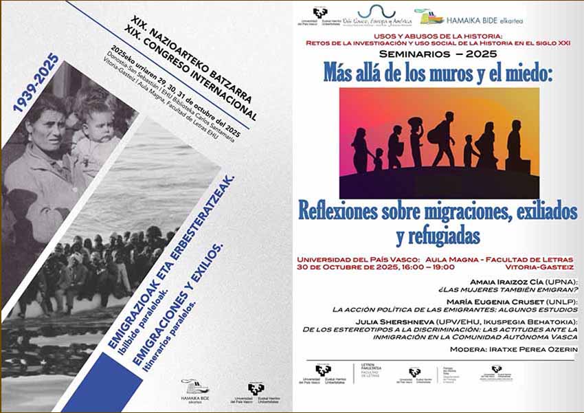 Hamaika Bide Elkartearen XIX. Nazioarteko Batzarra urriaren 29, 30 eta 31ean egingo da Donostia eta Gasteizen, parekotasunak ezarriz euskal exilio eta migrazio kklaskoen eta egingo migrazio jarioen artean