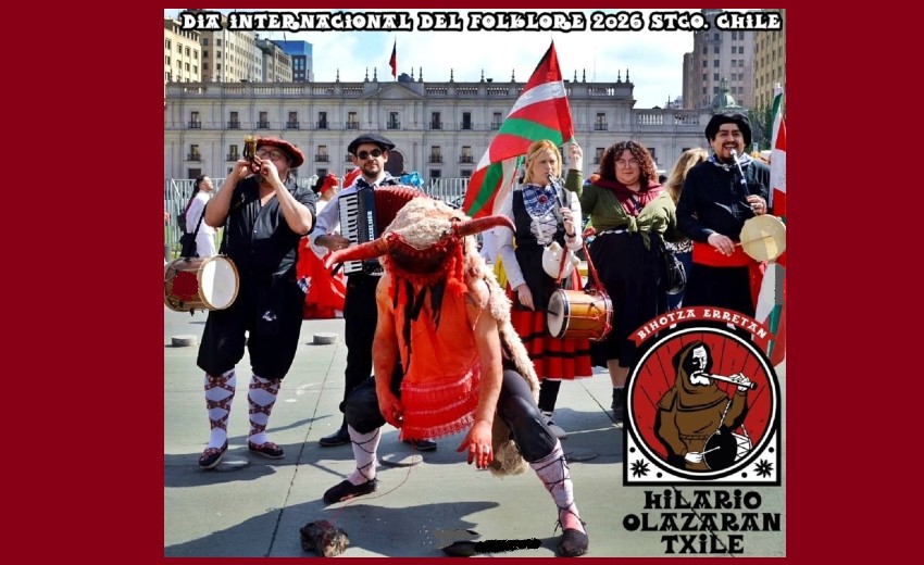 ‘Hilario Olazaran Txile’ taldeko Paulina Casanovak, Juan Gallardok, Pablo Tellezek, Nelson Herrerak eta Ángel Espinozak hartu zuten parte Txileko Folklorearen Nazioarteko Egunean