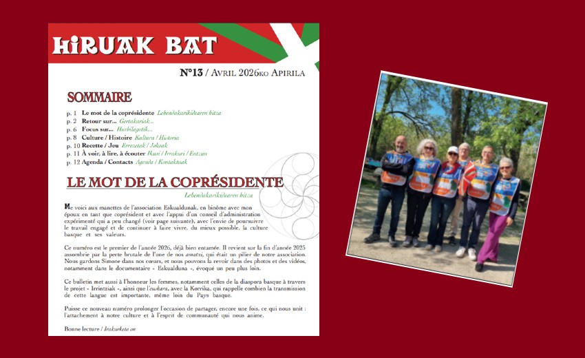 Frantzia hego-ekialdeko EEek 'Hiruak Bat' buletinaren 13. zenbakia kaleratu dute; Montpellierreko EEko batzorde berriko kideak Korrikan