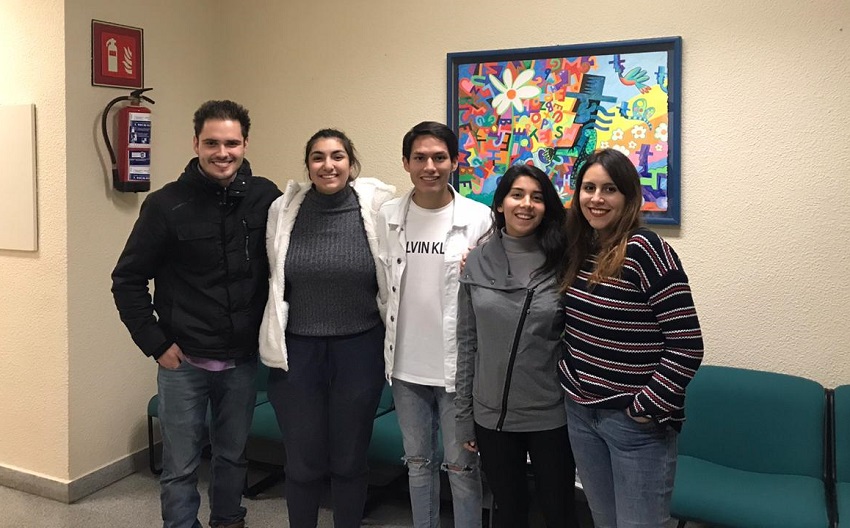 Chilean students at the Zornotza Barnetegi.  From left to right, Gonzalo Salazar, Catalina Bustos, Juan Idrovo, Denisse Valenzuela and Victoria Castro