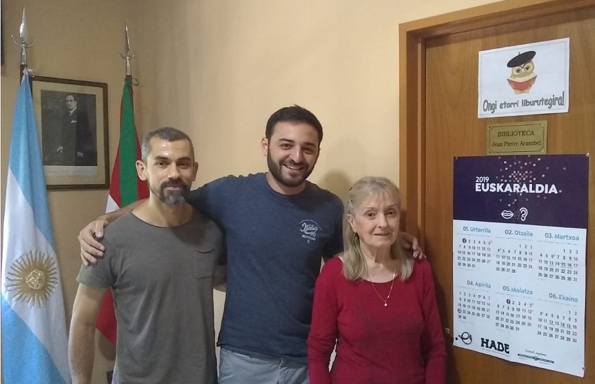 Basque teachers (irakasleak) at Denak Bat in Mendoza, Dario Di Giorgi, Lautaro Pincheira and Gabriela Pagola