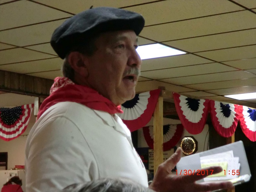 John Camino, out-going president, addresses the membership at the Big Horn Basque Club's annual meeting (photoEE) 