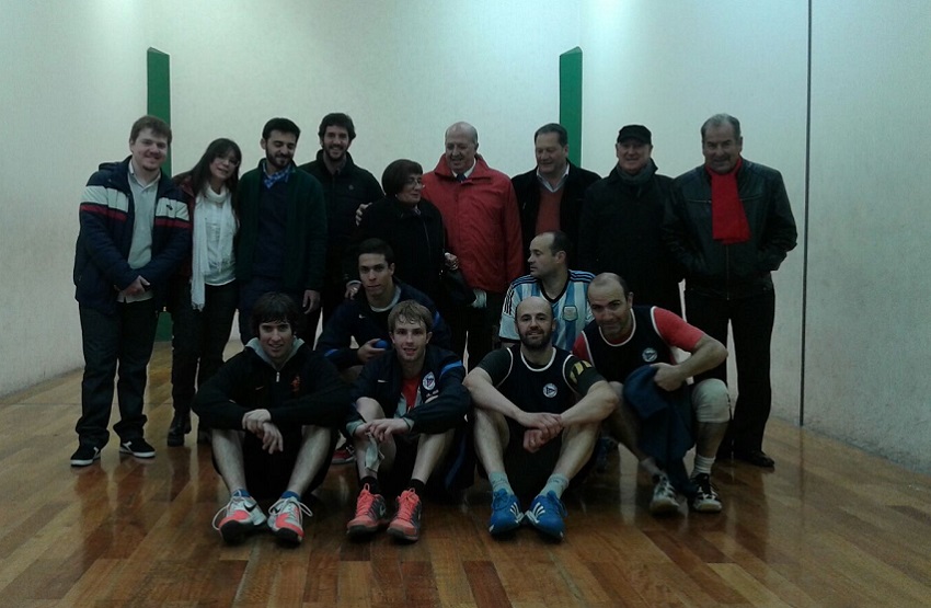 At the Basque club fronton, pilotaris and members of Denak Bat, including Basque teachers Alicia Aguirre and Cecilia Belaunzaran