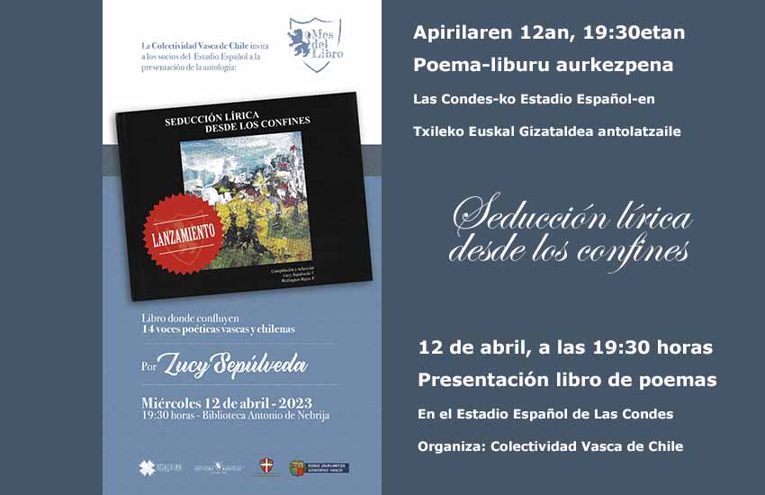 Lucy Sepúlveda editore 'Selección lírica desde los confines' poema liburua aurkeztuko dute bihar Santiagon, "14 euskal eta txiletar ahots"