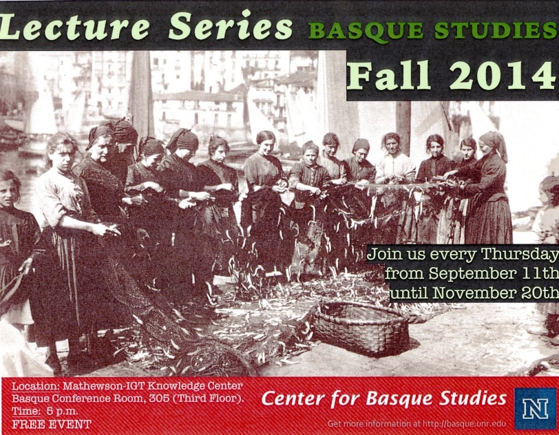 Poster of the Fall Lectures Series organized by the Center for Basque Studies of UNR (Image: CBS)