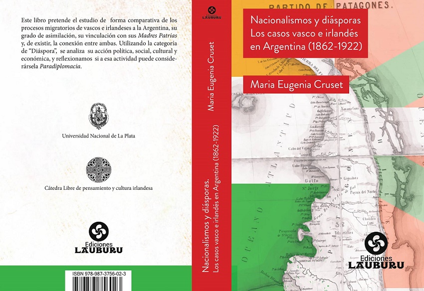 “Nazionalismoak eta diasporak. Euskaldunak eta irlandarrak Argentinan (1862-1922)” liburuaren azala