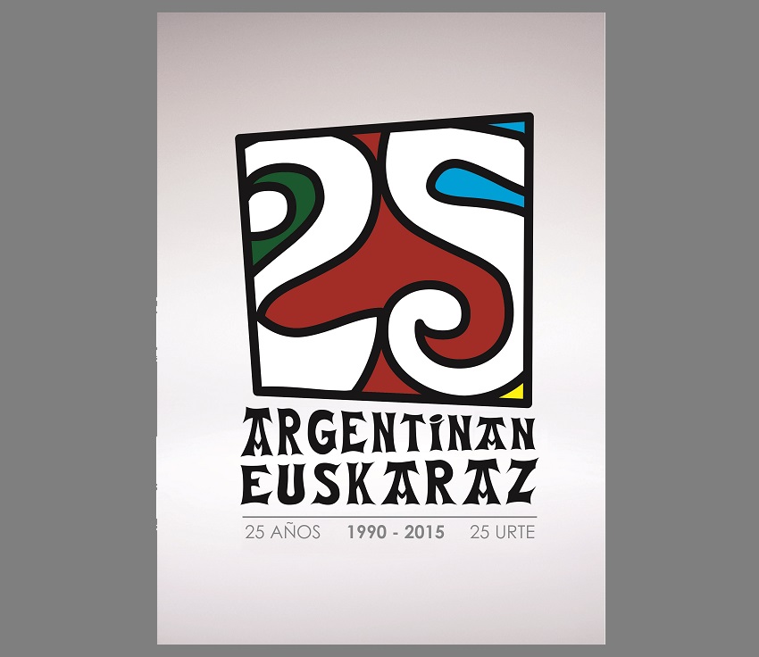 Logo for the 25th anniversary program of Argentinan Euskaraz designed by Manuel Campoamor from the  Gure Ametza Basque club in Rio Cuarto