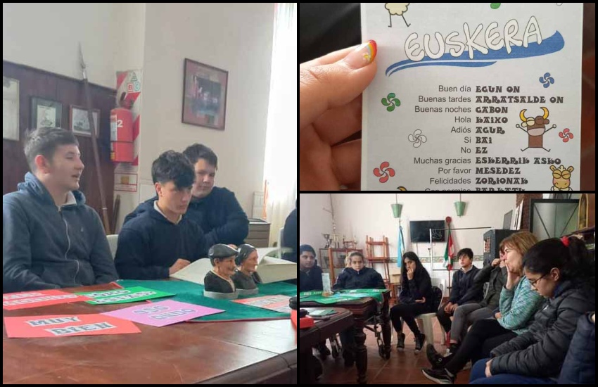 Los estudiantes del Instituto Pbro. Mauro Golé, reunidos en la Biblioteca Iñaki de Azpiazu del Centro Vasco Anaitasuna de Maipú