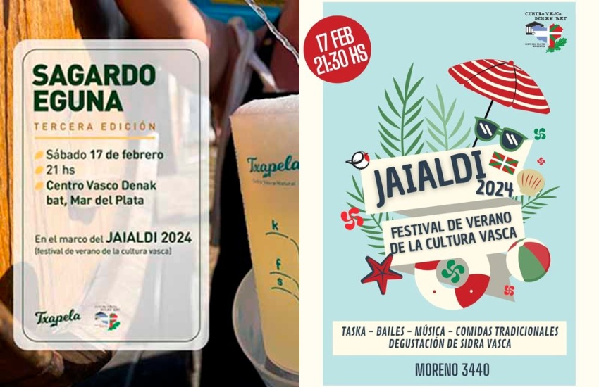 Mar del Plata:  Homenaje a los exlehendakaris y Jaialdi 2024, un festival de danza y música con Sagardo Eguna incluido