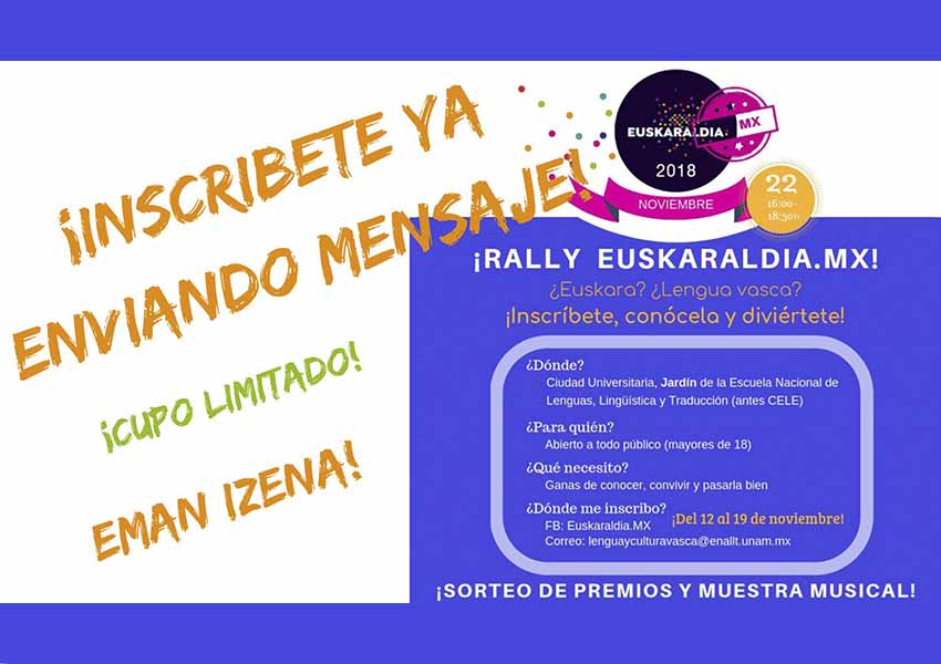 Invitation to participate in this Friday’s Euskaraldia Rally in Mexico at the UNAM