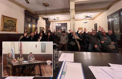 Euskal Erriako Amalia Echeverrigaray (idazkaria) eta Paola Rossano (orain diruzaina), Pablo Marques San Martín lehendakari berriarekin