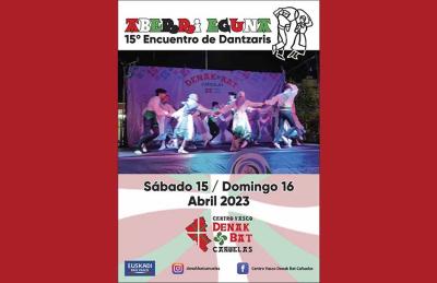 Cartel promocional del “Aberri Eguna 2023 – 15° encuentro de Dantzaris” realizado por el Denak Bat de Cañuelas