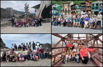 El Museo Guggenheim de Bilbao, la arquitectura marinera de Pasaia, el Peine del viento en Donostia, el puente Colgante de Portugalete son algunos de los sitios emblemáticos visitados por el contingente del Tour Euskal Herria 2023