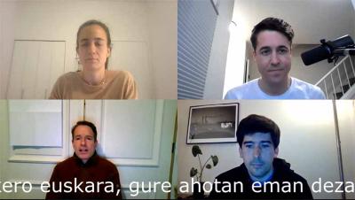 Bertsos online en EEUU con motivo del Día Internacional del Euskera: Nerea Eceiza Arregui (NY), Tony Huarte (SFO), Todor Azurtza (Boise) y Oier Pastor (SFO)