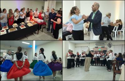 Goian, ezk. esk., Topa egin zen elkartearen 72 urte eta Nafar Etxeen 12. Topaketaren arrakastaren alde, Mariana Sardon dantzan Walter D 'Aloia Criado kontsulordearekin, Nafar Etxeko dantza talde eta Raíces Navarras koruaren emanaldiak