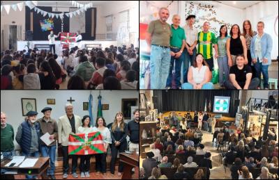 Vascos en Brandsen-eko kideak Bartolomé Mitre Lehen Hezkuntzako 1. zbkiko Eskolan. Corazón de Mandarina Liburutegian bilduta. Kontzeju Deliberatzaileko zinegotziekin batera. Diasporaren eguna `Dr. Frutos Enrique Ortiz´ Udal Museo eta Artxibo Historikoan