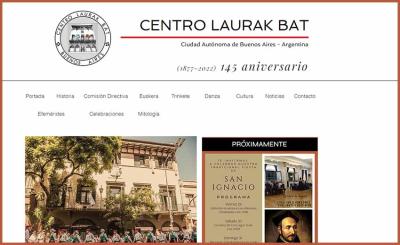 Buenos Airesko Laurak Bat Euskal Etxearen webgune berrituaren azala
