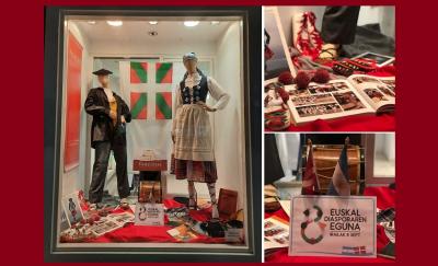The Euskal Etxea in Comodoro joins in Day of the Basque Diaspora and the local Collectivities festival.  Seen here the Basque shop window at Triax