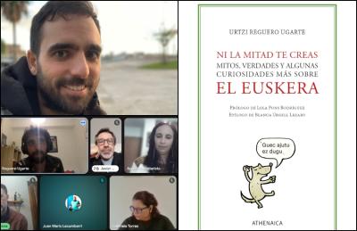 Urtzi Reguero Ugarte idazleak, “Ni la mitad te creas. Mitos, verdades y algunas curiosidades más sobre el euskera” liburuaren egileak, berrogeita hamar lagun inguru bildu zituen Gerora elkartearen 2026ko lehenengo topaketa birtualean