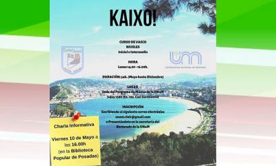 Announcement for the information meeting this Friday, May 10th about Basque classes at the National University in Misiones