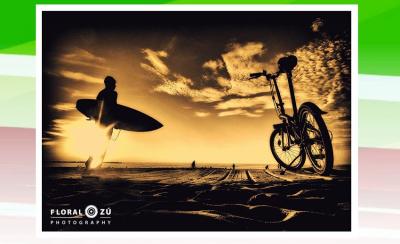 From the “Sunsets,” section of “Bicycles in Focus” a photo taken in Donostia. The book also includes photos taken in Bilbao, Hondarribia, Biarritz, and Donibane Lohizune